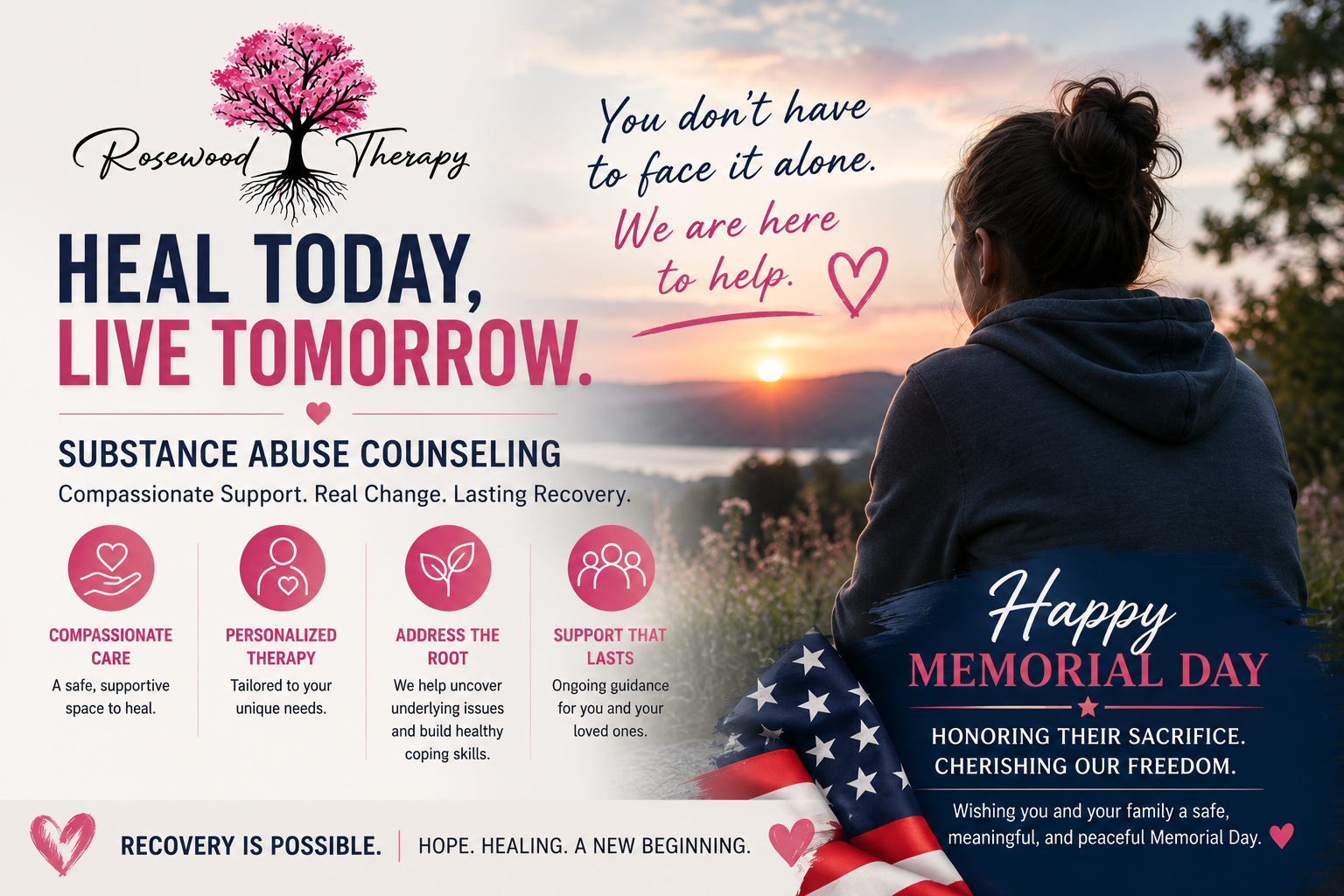 Finding Hope and Healing This Memorial Day: How Rosewood Therapy Supports Recovery Through Substance Abuse Counseling